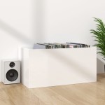 vidaXL Cutie de depozitare viniluri, alb extralucios, 71x34x36 cm lemn vidaXL Cutie de depozitare viniluri, alb extralucios, 71x34x36 cm lemn