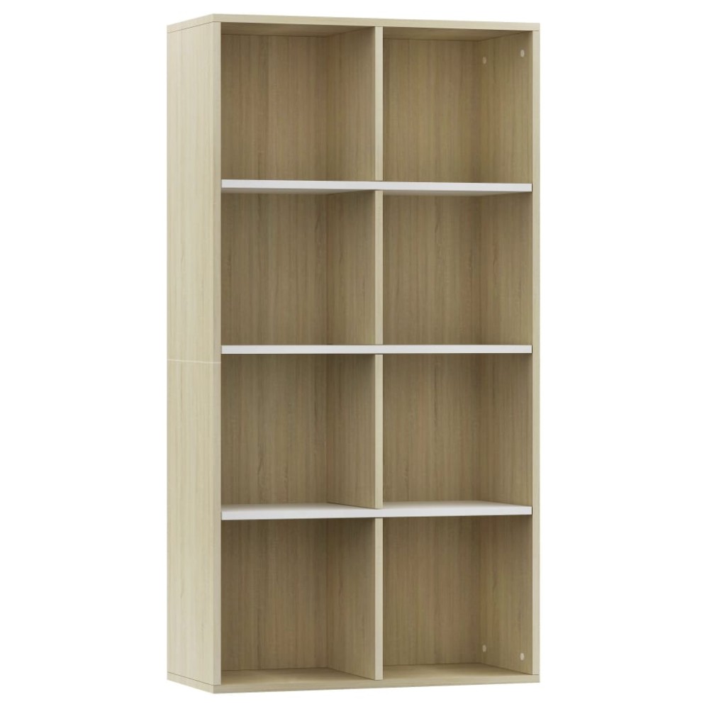 vidaXL Bibliotecă/Servantă, alb și stejar sonoma, 66x30x130 cm, PAL