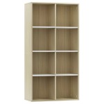 vidaXL Bibliotecă/Servantă, alb și stejar sonoma, 66x30x130 cm, PAL vidaXL Bibliotecă/Servantă, alb și stejar sonoma, 66x30x130 cm, PAL