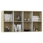 vidaXL Bibliotecă/Servantă, alb și stejar sonoma, 66x30x130 cm, PAL vidaXL Bibliotecă/Servantă, alb și stejar sonoma, 66x30x130 cm, PAL