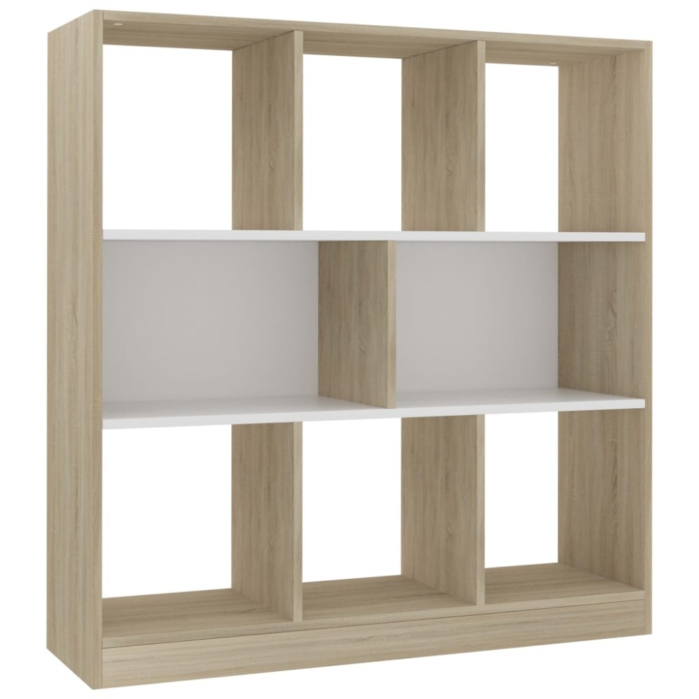 vidaXL Bibliotecă, alb/stejar sonoma, 97,5x29,5x100 cm, lemn prelucrat