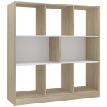vidaXL Bibliotecă, alb/stejar sonoma, 97,5x29,5x100 cm, lemn prelucrat vidaXL Bibliotecă, alb/stejar sonoma, 97,5x29,5x100 cm, lemn prelucrat