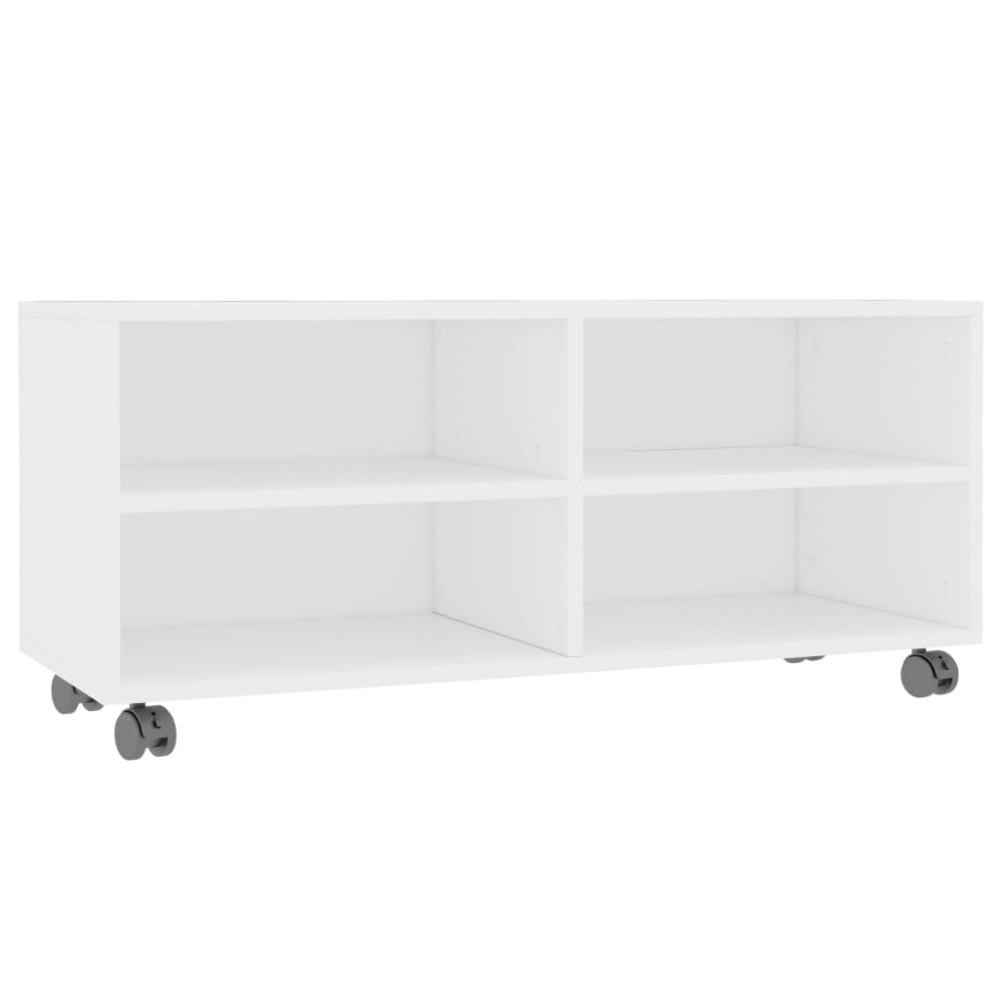 vidaXL Dulap TV cu rotile, alb, 90x35x35, lemn prelucrat