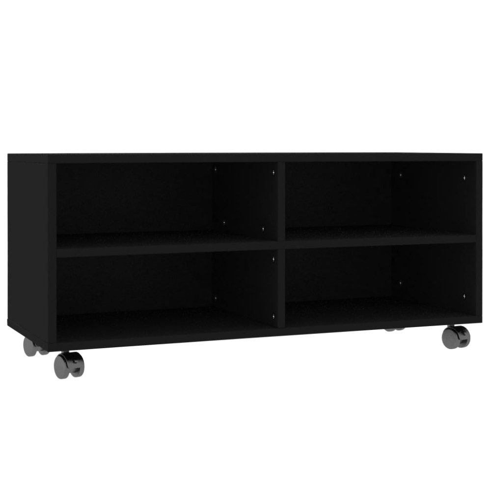 vidaXL Dulap TV cu rotile, negru, 90x35x35, lemn prelucrat