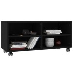 vidaXL Dulap TV cu rotile, negru, 90x35x35, lemn prelucrat