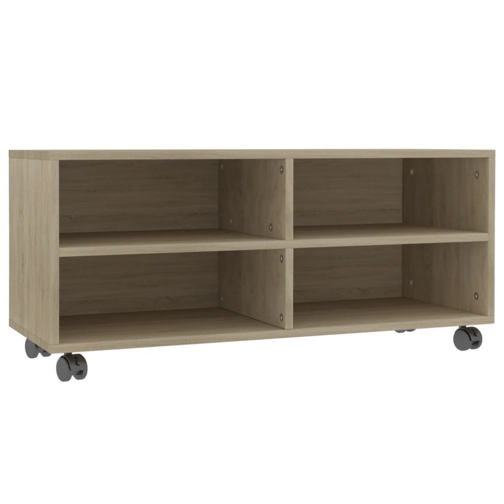 vidaXL Dulap TV cu rotile, stejar sonoma, 90x35x35, lemn prelucrat