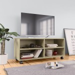vidaXL Dulap TV cu rotile, stejar sonoma, 90x35x35, lemn prelucrat vidaXL Dulap TV cu rotile, stejar sonoma, 90x35x35, lemn prelucrat