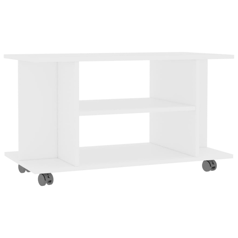 vidaXL Comodă TV cu roți, alb, 80x40x45 cm, lemn prelucrat