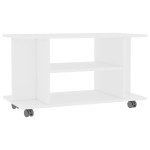 vidaXL Comodă TV cu roți, alb, 80x40x45 cm, lemn prelucrat vidaXL Comodă TV cu roți, alb, 80x40x45 cm, lemn prelucrat