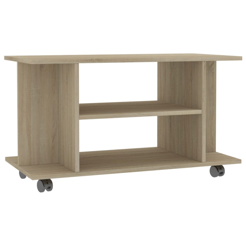 vidaXL Comodă TV cu roți, stejar Sonoma, 80x40x45 cm, lemn prelucrat