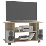 vidaXL Comodă TV cu roți, stejar Sonoma, 80x40x45 cm, lemn prelucrat vidaXL Comodă TV cu roți, stejar Sonoma, 80x40x45 cm, lemn prelucrat