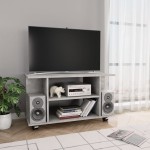 vidaXL Comodă TV cu roți, gri beton, 80x40x45 cm, lemn prelucrat vidaXL Comodă TV cu roți, gri beton, 80x40x45 cm, lemn prelucrat