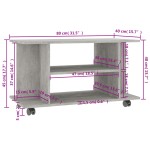 vidaXL Comodă TV cu roți, gri beton, 80x40x45 cm, lemn prelucrat vidaXL Comodă TV cu roți, gri beton, 80x40x45 cm, lemn prelucrat