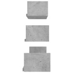 vidaXL Raft de perete, 3 buc., gri beton, lemn prelucrat