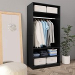 vidaXL Șifonier, negru, 100x50x200 cm, lemn prelucrat vidaXL Șifonier, negru, 100x50x200 cm, lemn prelucrat