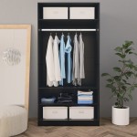 vidaXL Șifonier, negru, 100x50x200 cm, lemn prelucrat vidaXL Șifonier, negru, 100x50x200 cm, lemn prelucrat