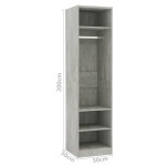 vidaXL Șifonier, gri beton, 50x50x200 cm, lemn prelucrat vidaXL Șifonier, gri beton, 50x50x200 cm, lemn prelucrat