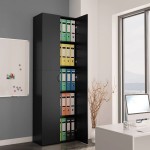 vidaXL Dulap de birou, negru, 60x32x190 cm, lemn prelucrat vidaXL Dulap de birou, negru, 60x32x190 cm, lemn prelucrat
