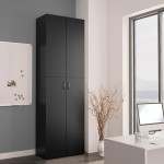 vidaXL Dulap de birou, negru, 60x32x190 cm, lemn prelucrat vidaXL Dulap de birou, negru, 60x32x190 cm, lemn prelucrat