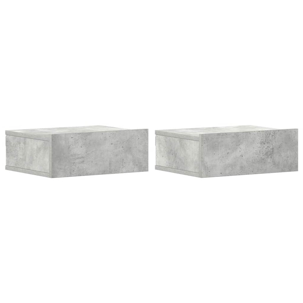 vidaXL Noptiere suspendate 2 buc. gri beton 40x30x15 cm lemn prelucrat