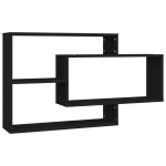vidaXL Rafturi de perete, negru, 104x20x58,5 cm, lemn prelucrat