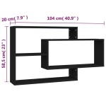 vidaXL Rafturi de perete, negru, 104x20x58,5 cm, lemn prelucrat