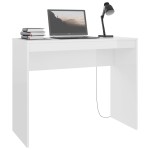 vidaXL Birou, alb extralucios, 90x40x72 cm, lemn prelucrat