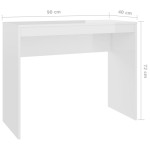 vidaXL Birou, alb extralucios, 90x40x72 cm, lemn prelucrat