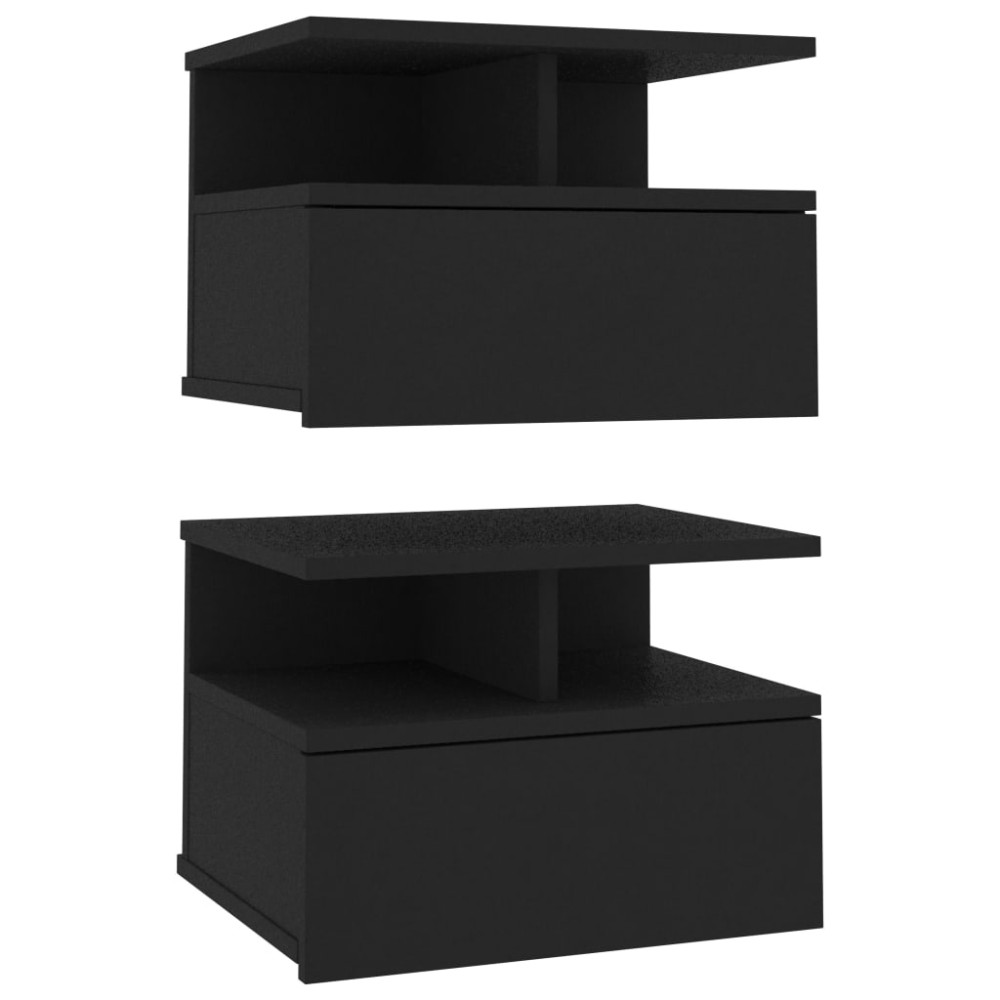 vidaXL Noptiere suspendate, 2 buc., negru, 40x31x27 cm, lemn prelucrat