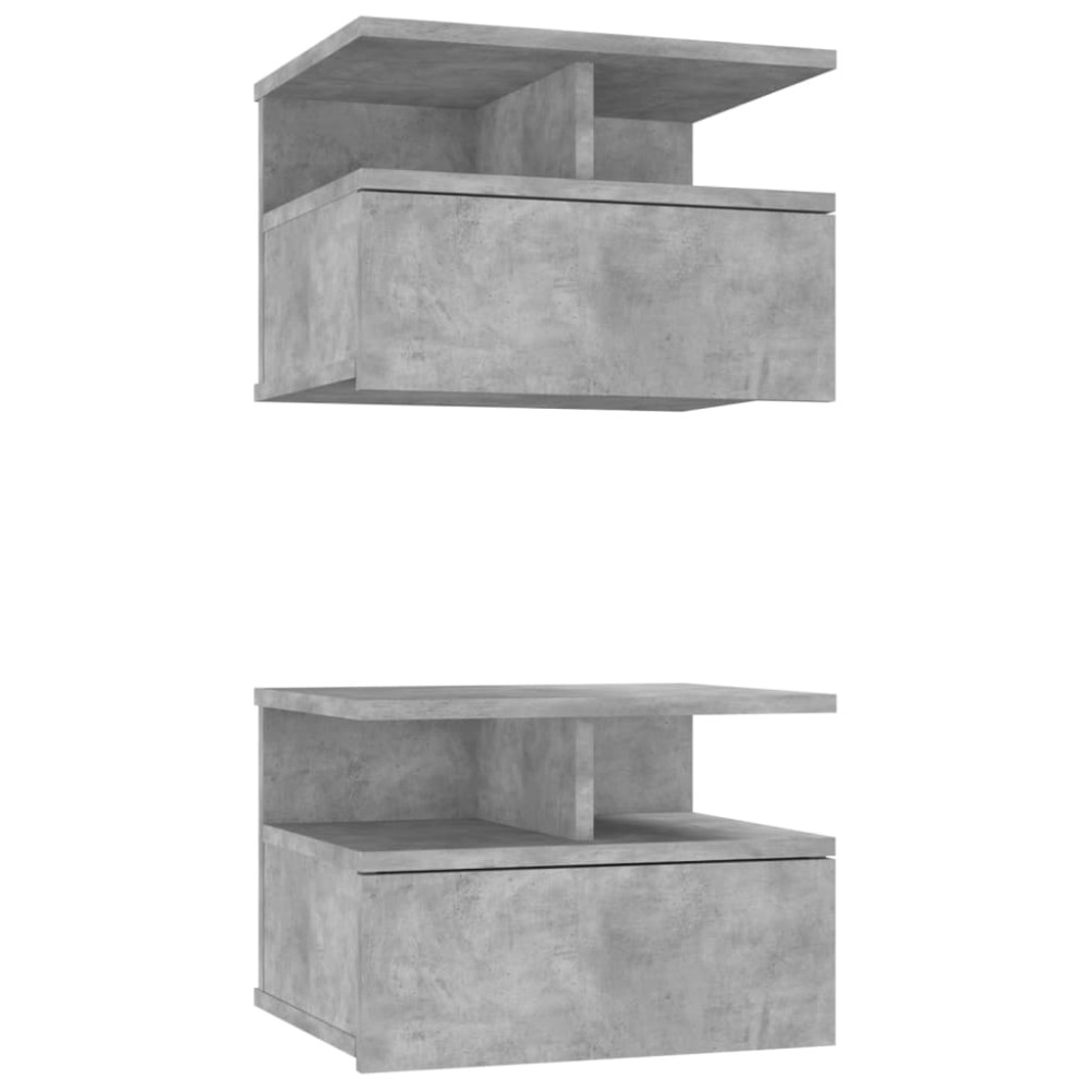 vidaXL Noptiere suspendate 2 buc. gri beton 40x31x27 cm lemn prelucrat