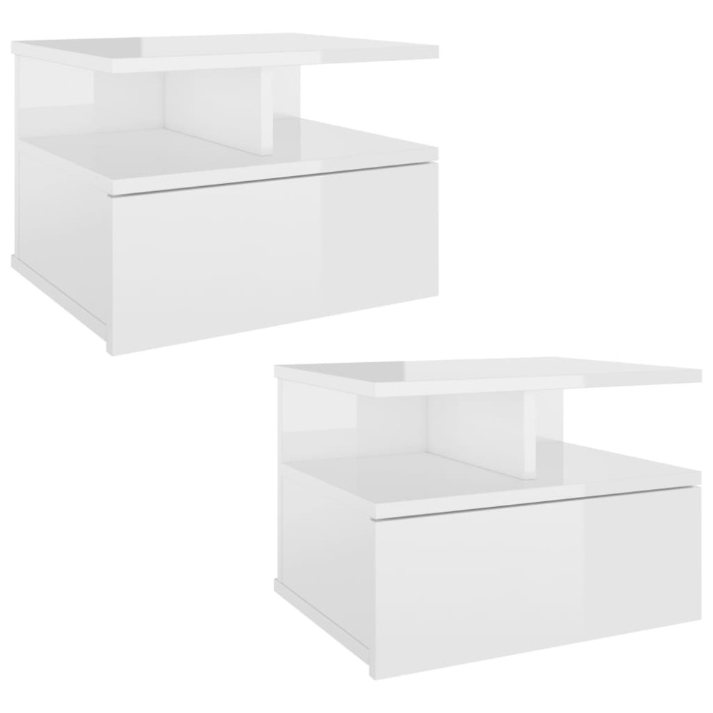 vidaXL Noptiere suspendate, 2 buc., alb extralucios, 40x31x27 cm