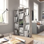 vidaXL Separator/Bibliotecă, gri beton, 100x24x140 cm, lemn prelucrat vidaXL Separator/Bibliotecă, gri beton, 100x24x140 cm, lemn prelucrat