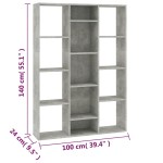 vidaXL Separator/Bibliotecă, gri beton, 100x24x140 cm, lemn prelucrat vidaXL Separator/Bibliotecă, gri beton, 100x24x140 cm, lemn prelucrat