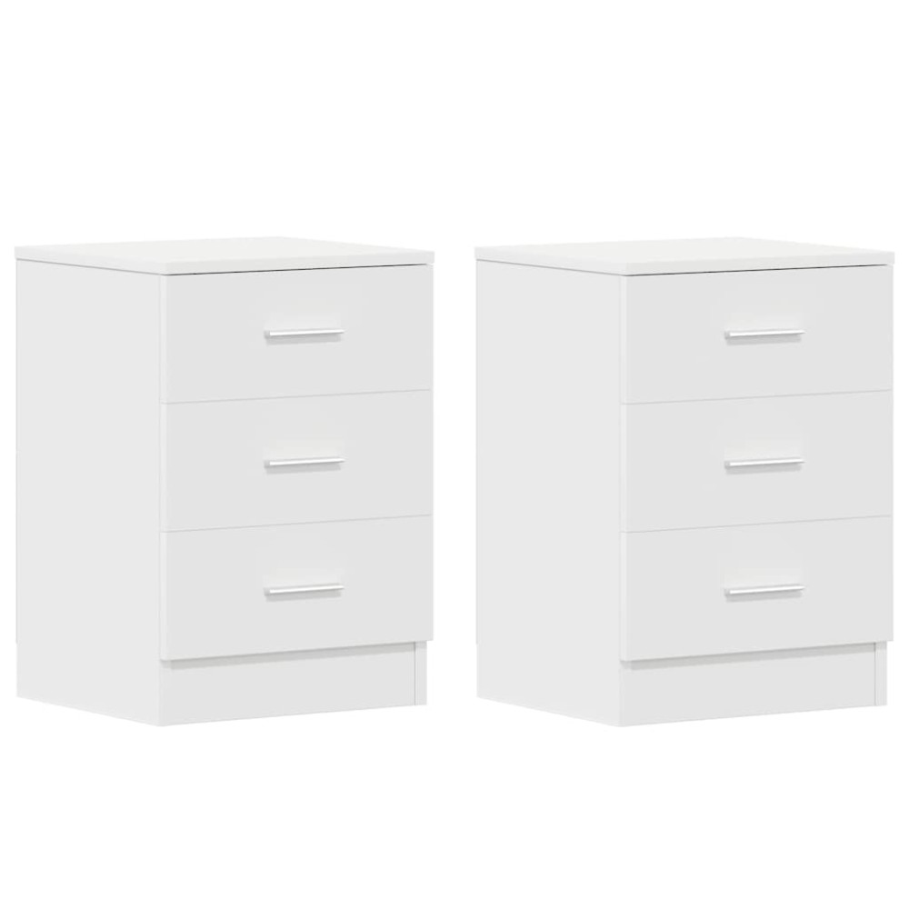 vidaXL Noptiere, 2 buc., alb, 38x35x56 cm, lemn prelucrat