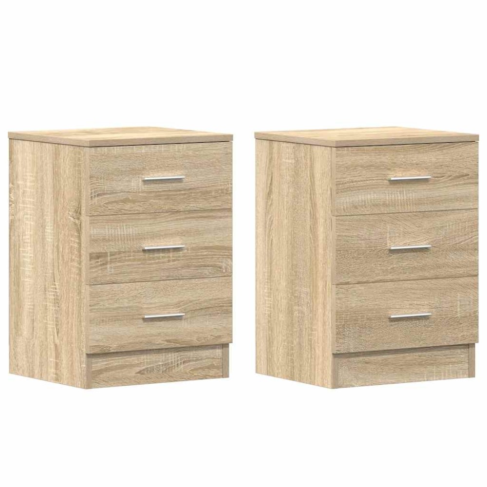 vidaXL Noptiere, 2 buc., stejar sonoma, 38x35x56 cm, lemn prelucrat
