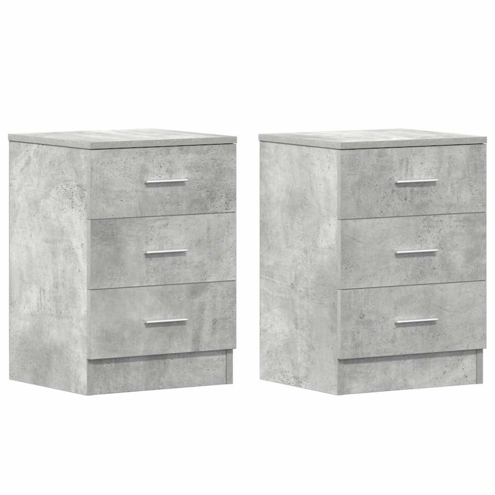 vidaXL Noptiere, 2 buc., gri beton, 38x35x56 cm, lemn prelucrat