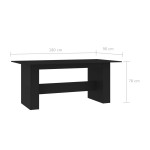 vidaXL Masă de bucătărie, negru, 180x90x76 cm, lemn prelucrat