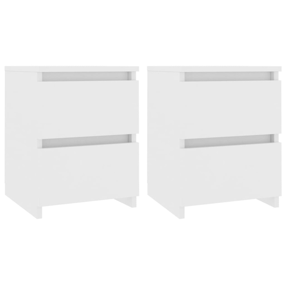 vidaXL Noptiere, 2 buc., alb, 30x30x40 cm, lemn prelucrat