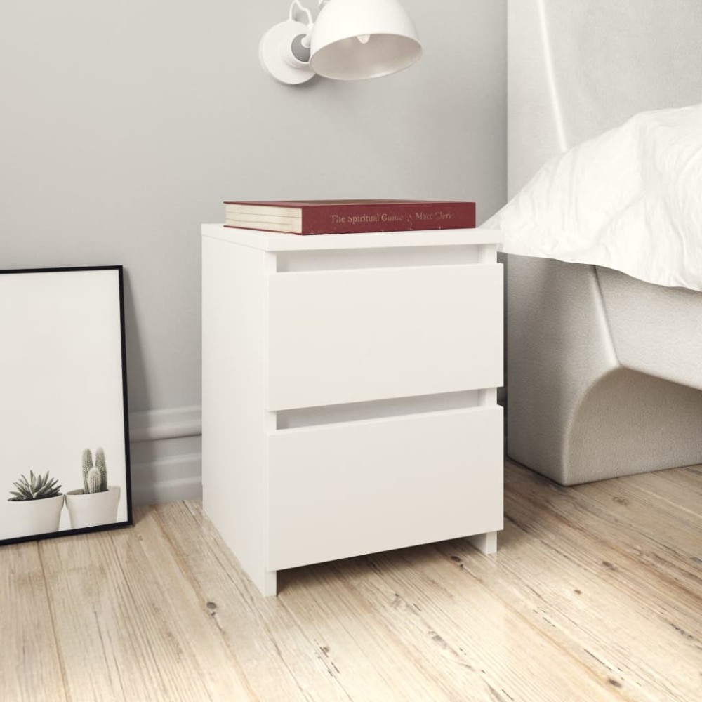vidaXL Noptiere, 2 buc., alb, 30x30x40 cm, lemn prelucrat