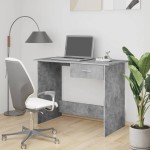vidaXL Birou, gri beton, 100x50x76 cm, lemn prelucrat