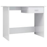 vidaXL Birou, alb extralucios, 100x50x76 cm, lemn prelucrat