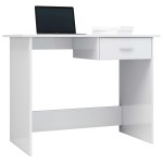 vidaXL Birou, alb extralucios, 100x50x76 cm, lemn prelucrat