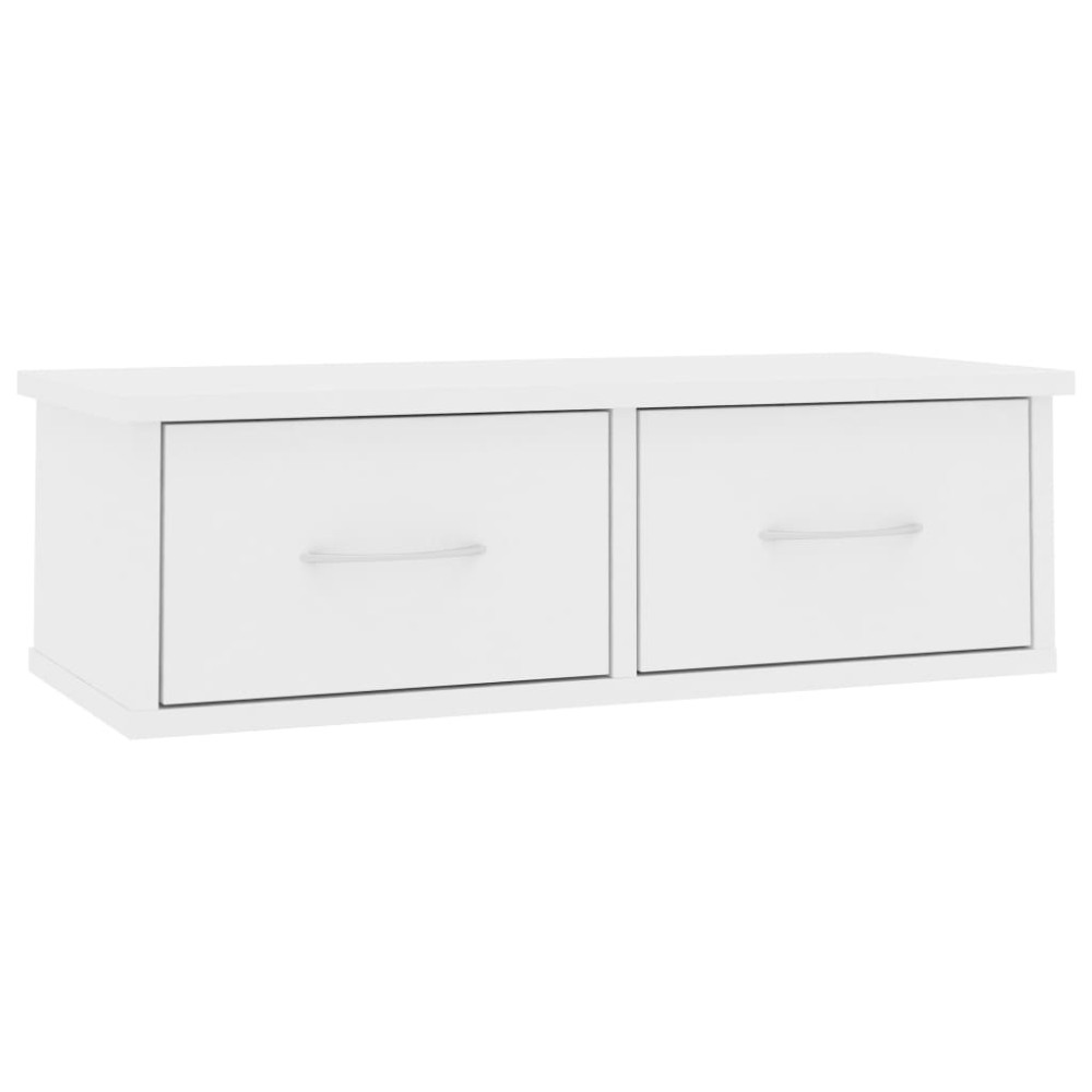 vidaXL Raft de perete cu sertar, alb, 60x26x18,5 cm, lemn prelucrat