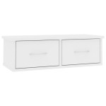 vidaXL Raft de perete cu sertar, alb, 60x26x18,5 cm, lemn prelucrat vidaXL Raft de perete cu sertar, alb, 60x26x18,5 cm, lemn prelucrat