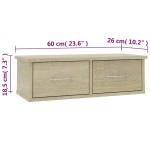 vidaXL Raft de perete cu sertare, stejar sonoma, 60x26x18,5 cm vidaXL Raft de perete cu sertare, stejar sonoma, 60x26x18,5 cm