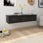vidaXL Dulap de perete cu sertare, negru 88x26x18,5 cm lemn prelucrat vidaXL Dulap de perete cu sertare, negru 88x26x18,5 cm lemn prelucrat