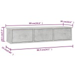 vidaXL Dulap de perete cu sertare, gri beton, 88x26x18,5 cm
