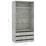 vidaXL Șifonier, gri beton, 100x50x200 cm, lemn prelucrat