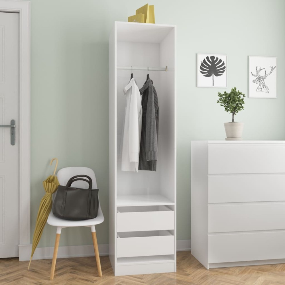 vidaXL Șifonier cu sertare alb extralucios 50x50x200 cm lemn prelucrat