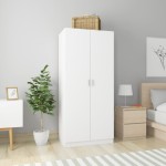 vidaXL Șifonier, alb, 80x52x180 cm, lemn prelucrat vidaXL Șifonier, alb, 80x52x180 cm, lemn prelucrat